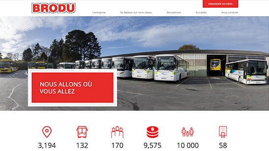 La nouvelle page d'accueil du site Transports BRODU